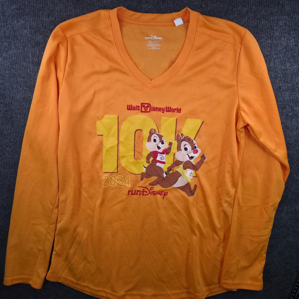 runDisney Shirt Womens Medium Chip 'n Dale 2024 Walt Disney World 10K LS